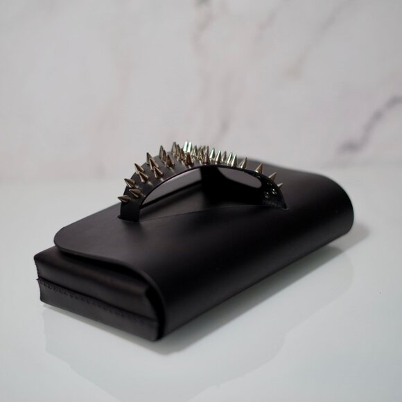 Wearable Clutch with Spike Studded detail - Italian Vachetta Leather - Picture 7 of 15